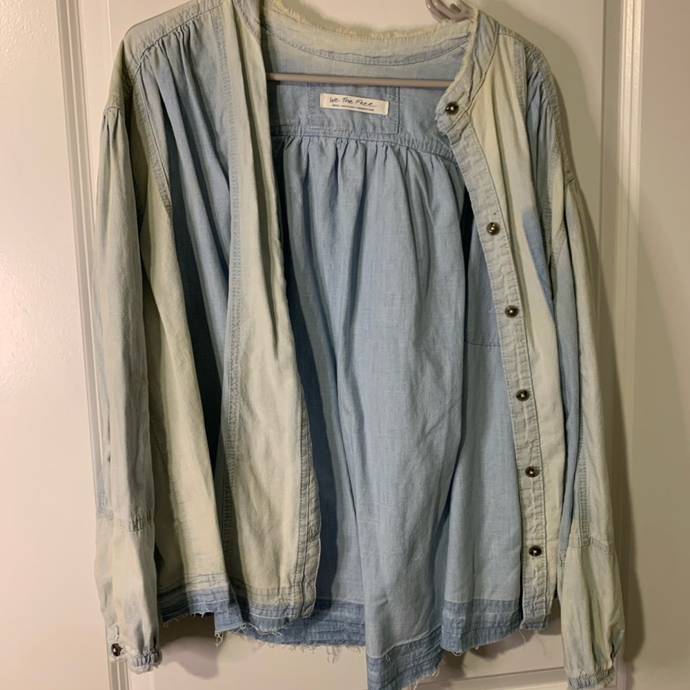 free people light Jean button up